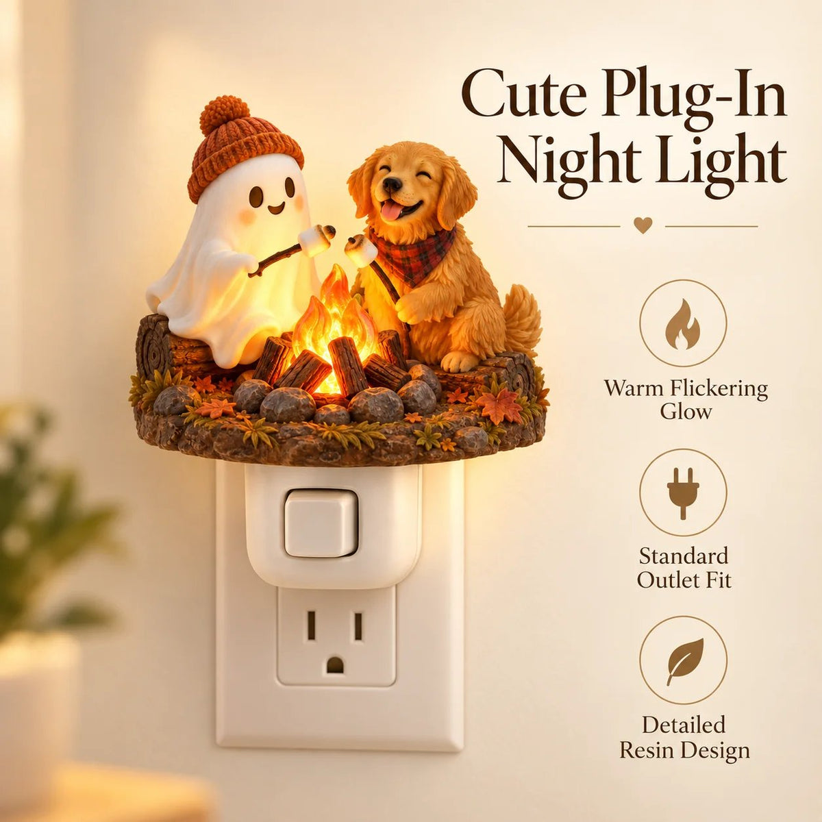 🔥LAST DAY 50% OFF | Flickering Campfire Plug-In Night Light
