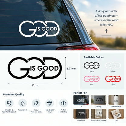 🙏 'God Is Good' Christian Car Decal Sticker | Premium Religious Décor