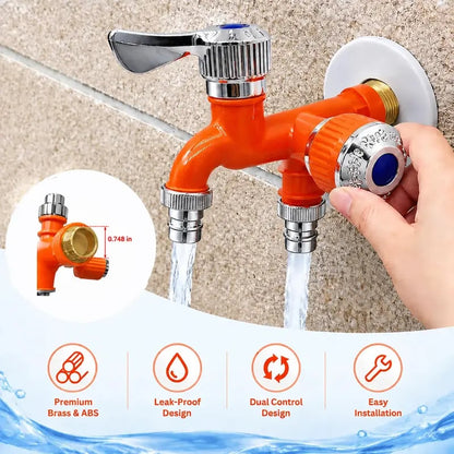 🎉Dual-Outlet Water Faucet | Run Washer & Hose Simultaneously ⚡