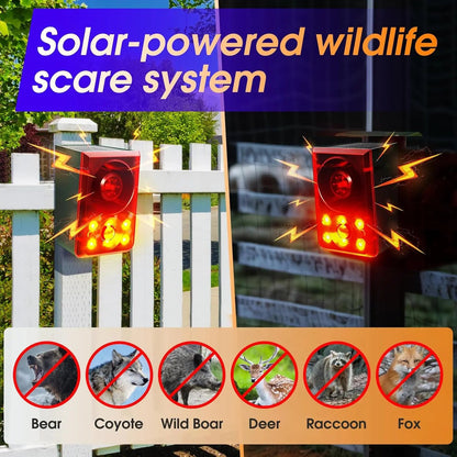 Solar Outdoor Motion SensorAlarm - Dog Barking & GunshotSound, Support Recording andVolume Adjustment