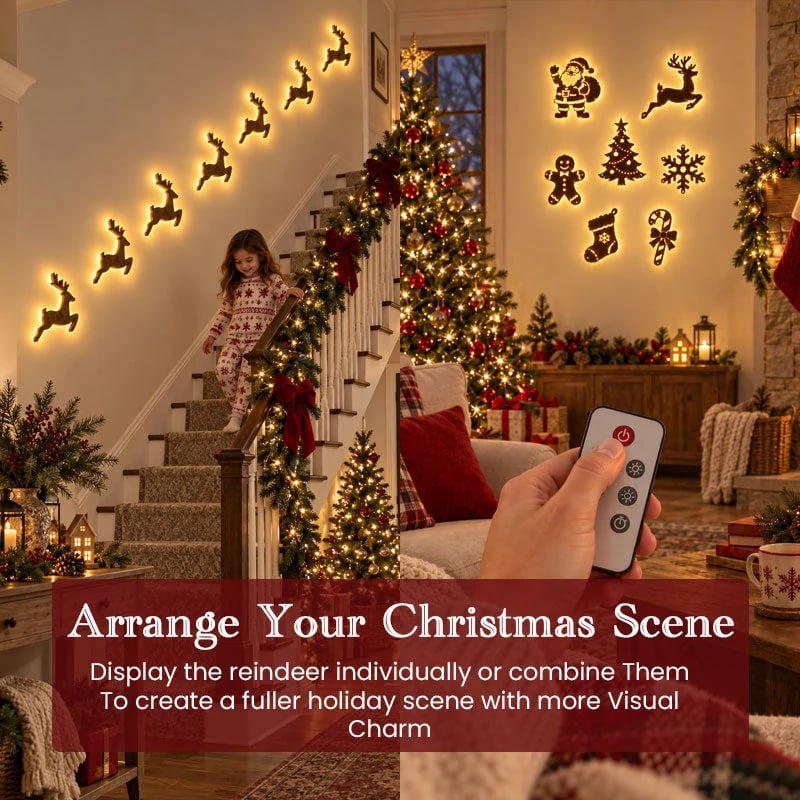 LED Reindeer Wall Decorations - Festive Christmas Lighting