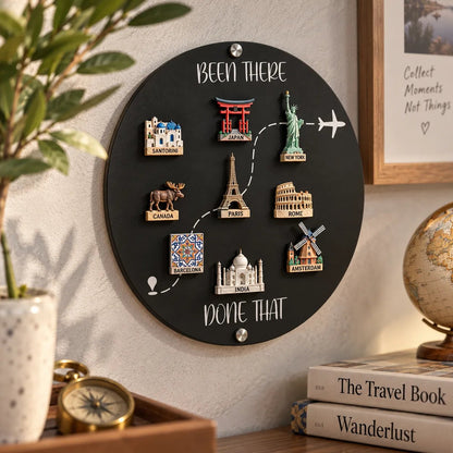🌍 Travel Magnet Display Board | “Been There, Done That” Memory Wall