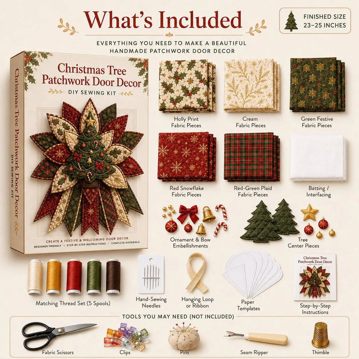 🔥🎄 Christmas Special – 50% OFF 🎁 Festive Quilted Christmas Door Hanging DIY Sewing Kit