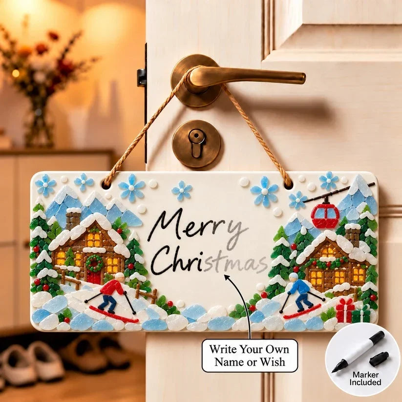 ⏳ Last Day 46% OFF – 🎄 Beginner-Friendly DIY Sea Glass Christmas Hanging Sign Kit | 8 Festive Designs with Handwritten Personalization ✍️
