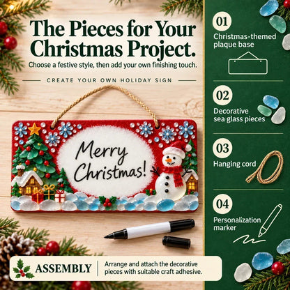 ⏳ Last Day 46% OFF – 🎄 Beginner-Friendly DIY Sea Glass Christmas Hanging Sign Kit | 8 Festive Designs with Handwritten Personalization ✍️