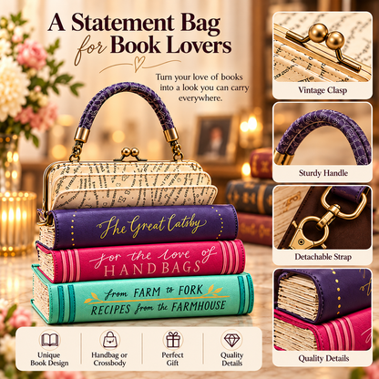 📚 Vintage Stacked Book Novelty Handbag – Literary Crossbody Purse for Book Lovers