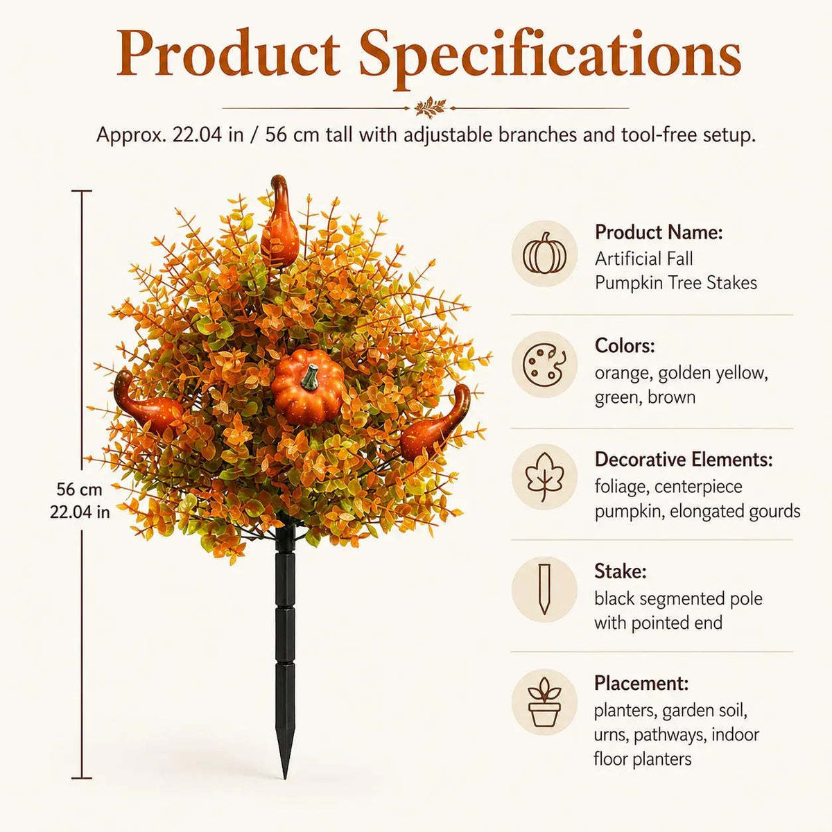 💥Limited Stock 49% OFF-🍂Artificial Fall Pumpkin Tree Stakes– 🧡Full, Lush & Fade-Resistant