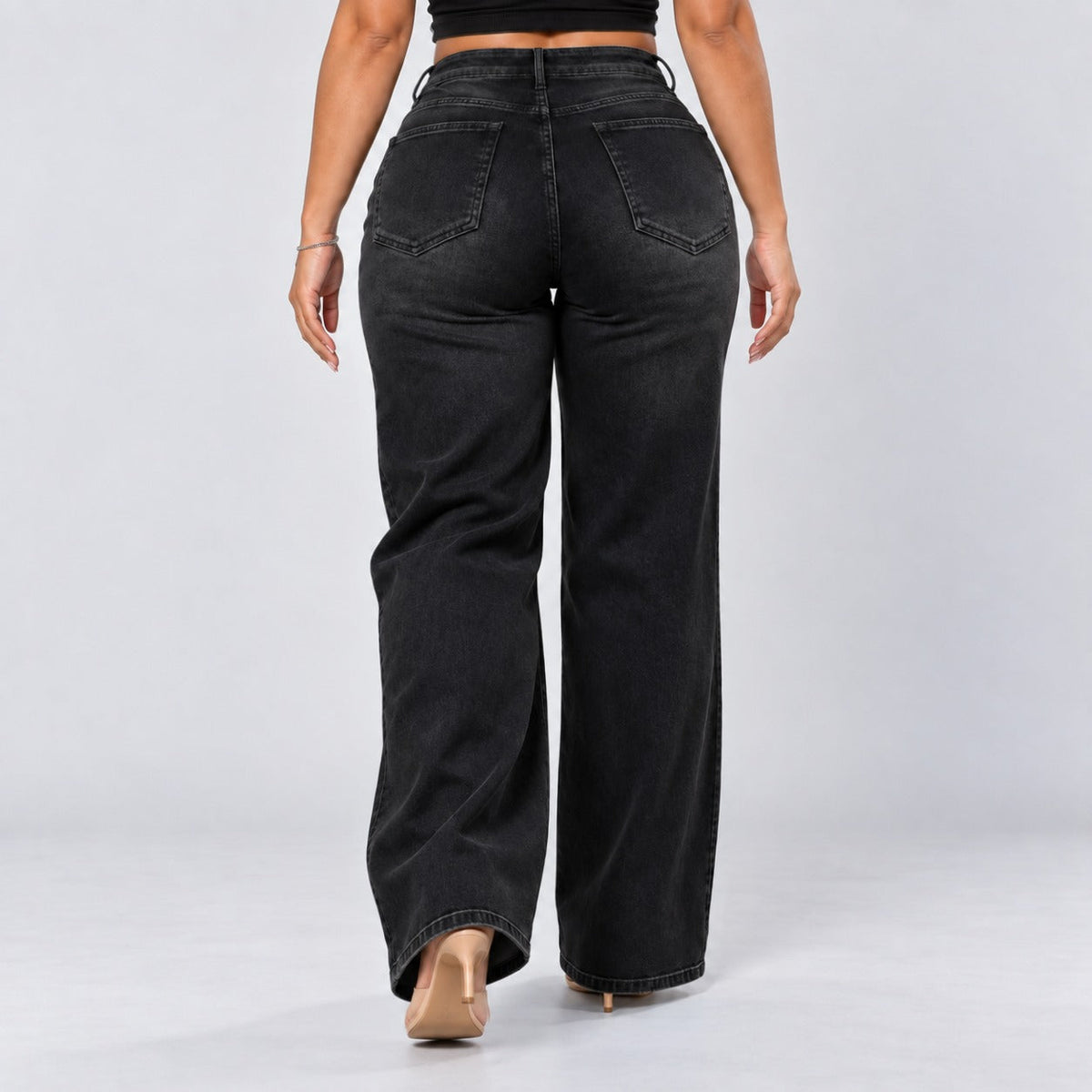 Mid-Low Rise Stretch Wide-Leg Jeans