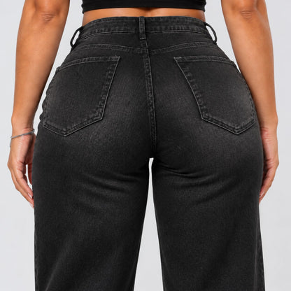 Mid-Low Rise Stretch Wide-Leg Jeans