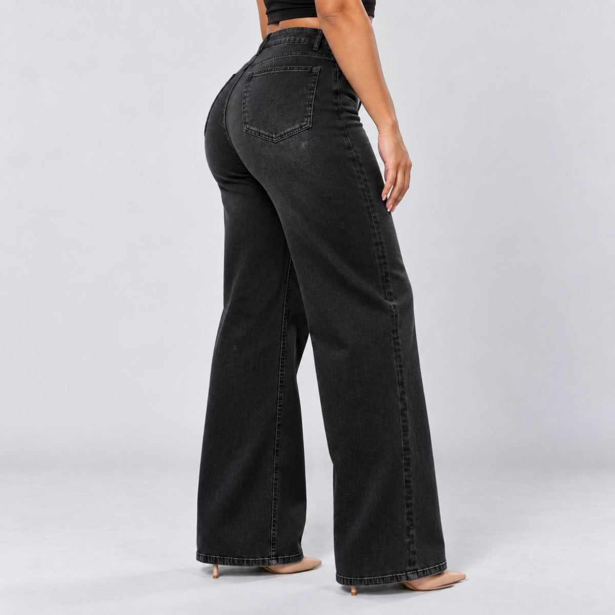 Mid-Low Rise Stretch Wide-Leg Jeans