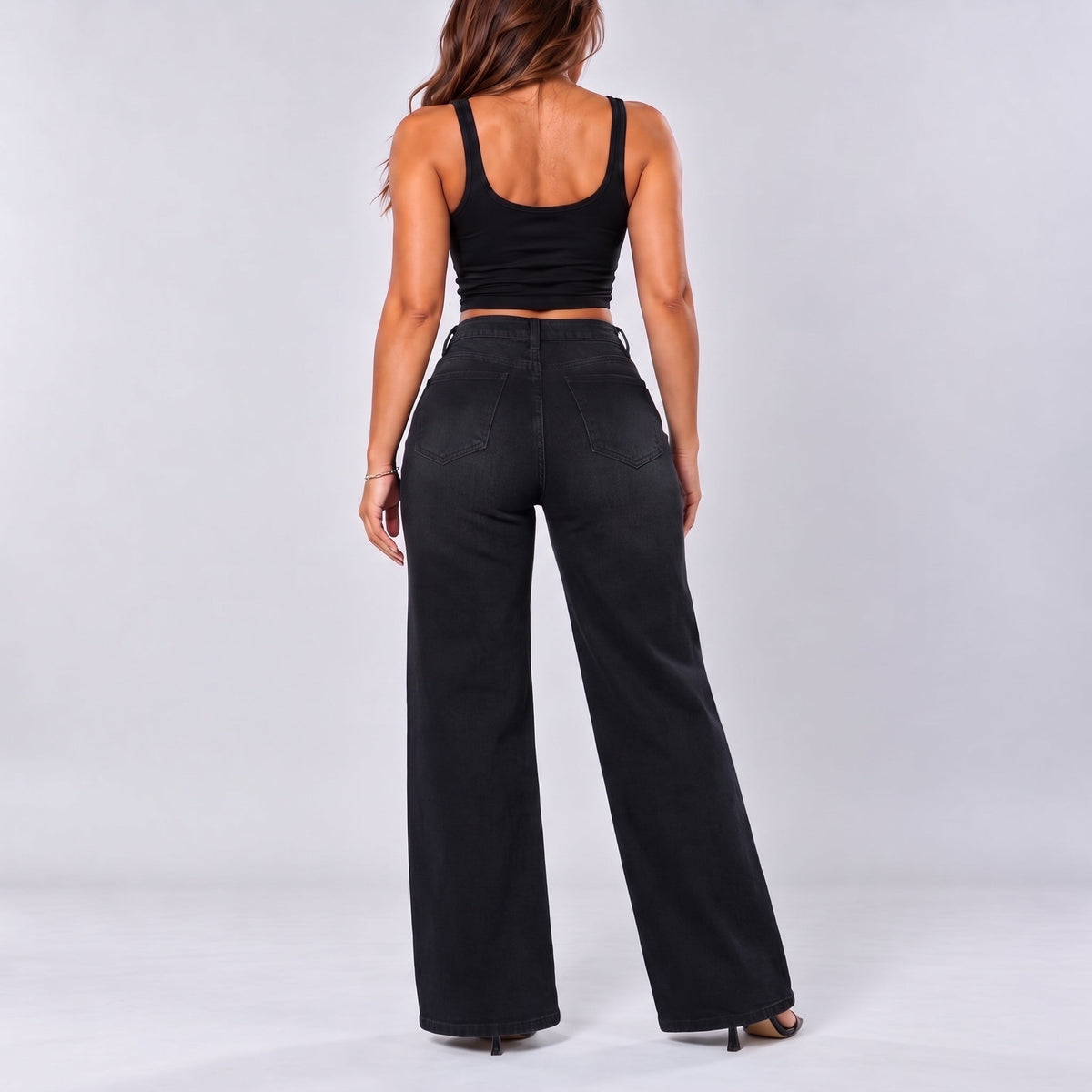 Mid-Low Rise Stretch Wide-Leg Jeans