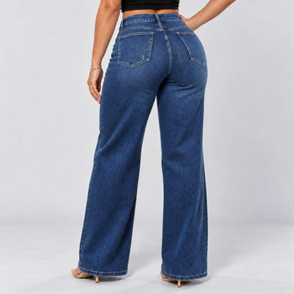 Mid-Low Rise Stretch Wide-Leg Jeans