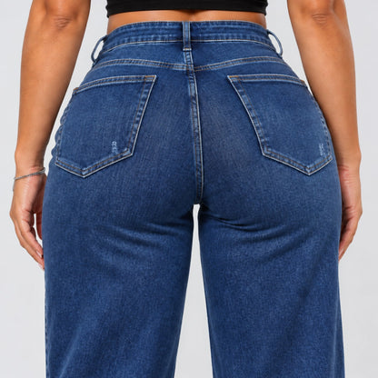 Mid-Low Rise Stretch Wide-Leg Jeans