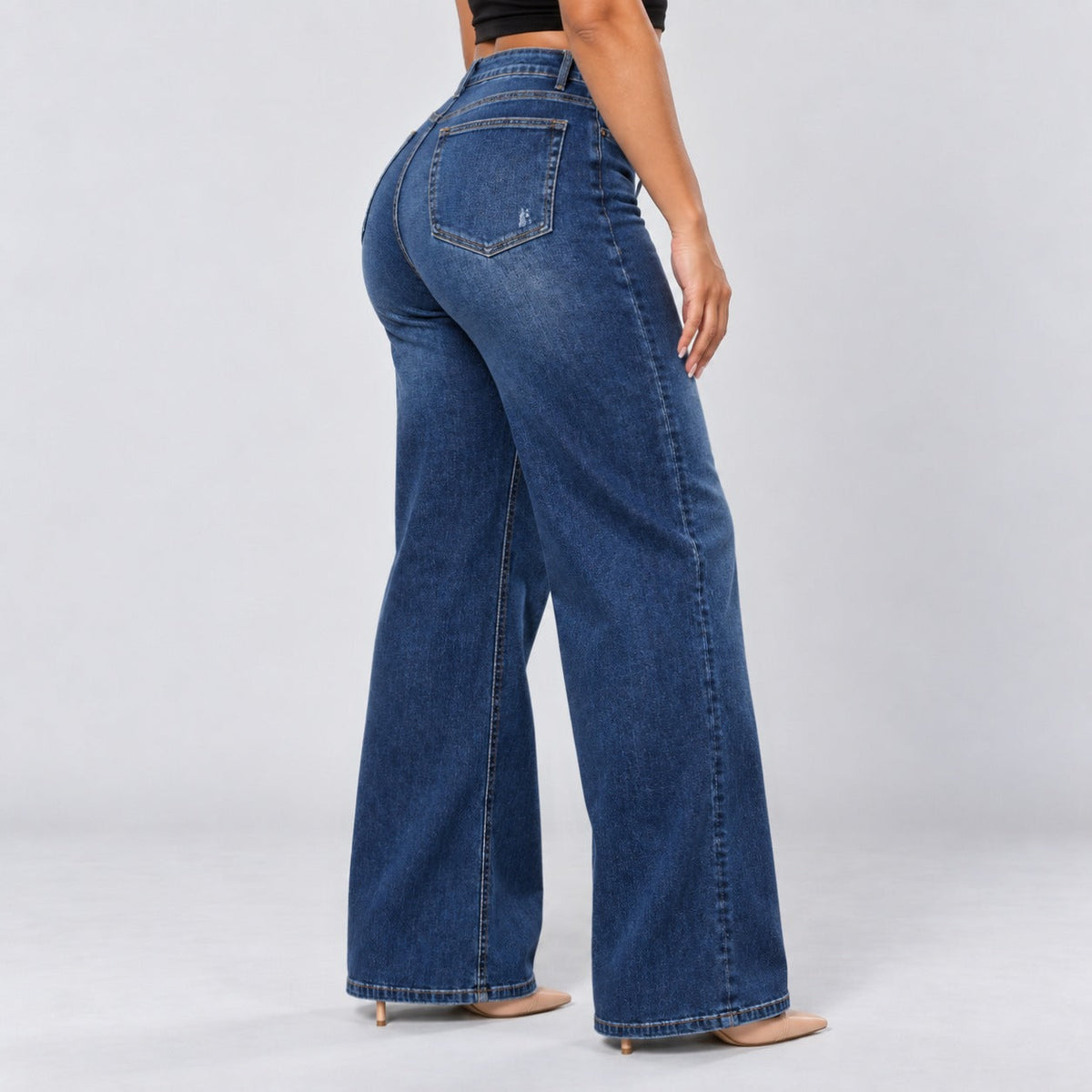 Mid-Low Rise Stretch Wide-Leg Jeans
