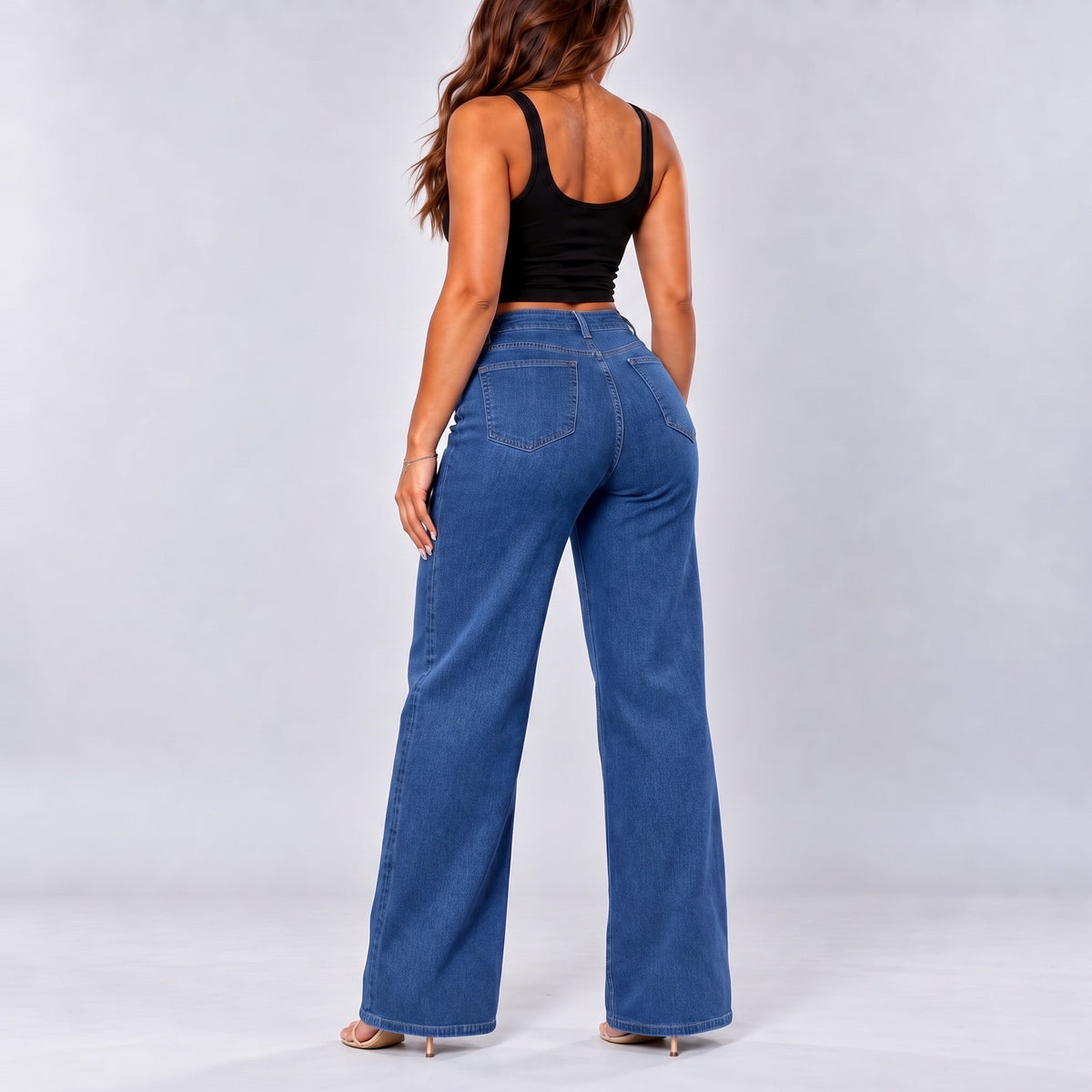 Mid-Low Rise Stretch Wide-Leg Jeans