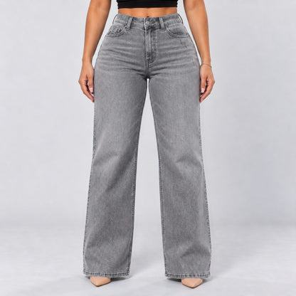 Mid-Low Rise Stretch Wide-Leg Jeans