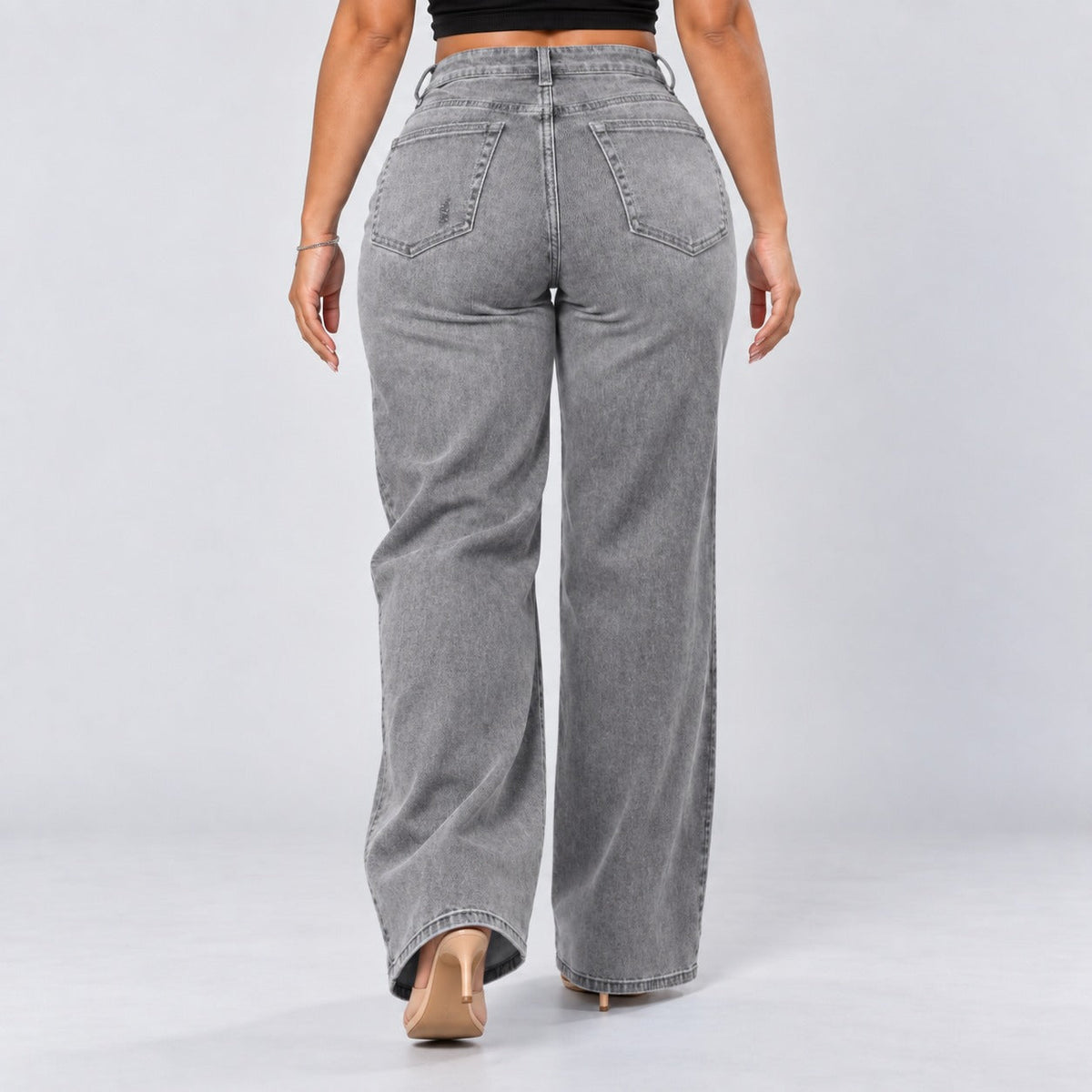 Mid-Low Rise Stretch Wide-Leg Jeans