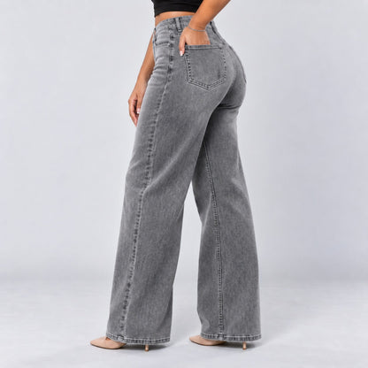 Mid-Low Rise Stretch Wide-Leg Jeans