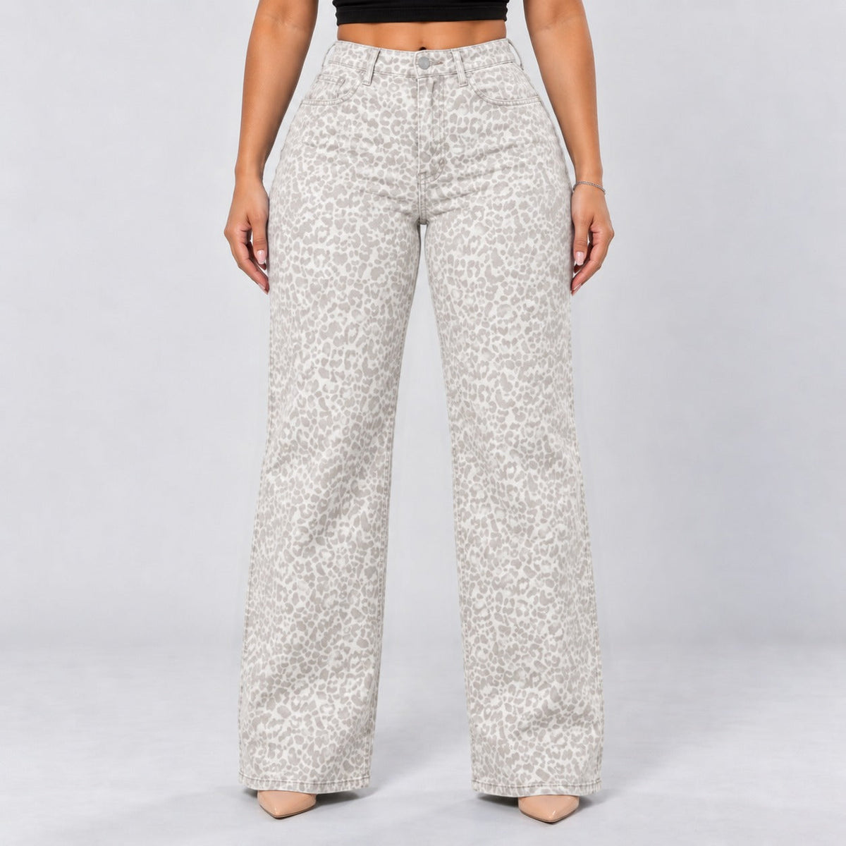 Mid-Low Rise Stretch Wide-Leg Jeans