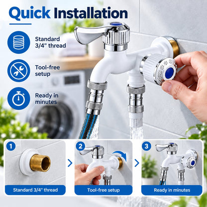🎉Dual-Outlet Water Faucet | Run Washer & Hose Simultaneously ⚡