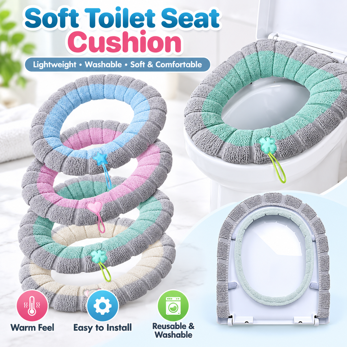 🚽Lightweight Washable Soft Toilet Seat Cushion