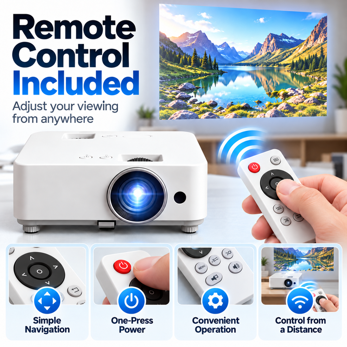 📽️ Portable Mini Projector – Up to 100″ Big-Screen Viewing with Remote Control