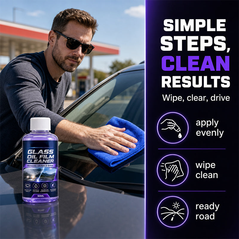 🔥 Car Glass Oil Film Cleaner – Remove Stubborn Oil Film, Grime & Stains for a Clearer Windshield