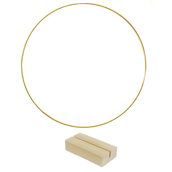 🎁🎄Christmas Sale 50% OFF!💞50K+ SOLD!⏳✨Gold Metal Floral Hoop Centerpiece with Wooden Stand