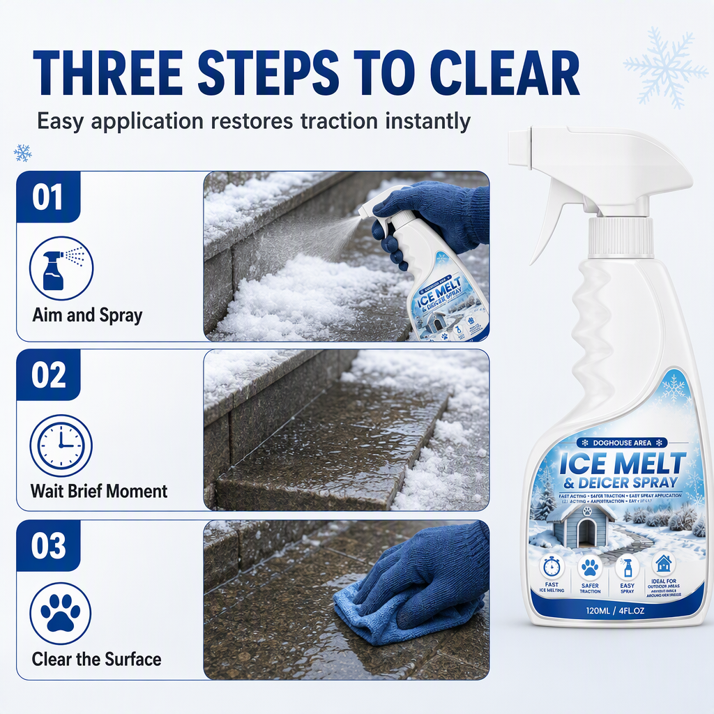 ❄️ Outdoor De-Icing & Snow Melting Spray – Fast-Acting Ice & Frost Remover for Walkways, Steps & Patios 🐾