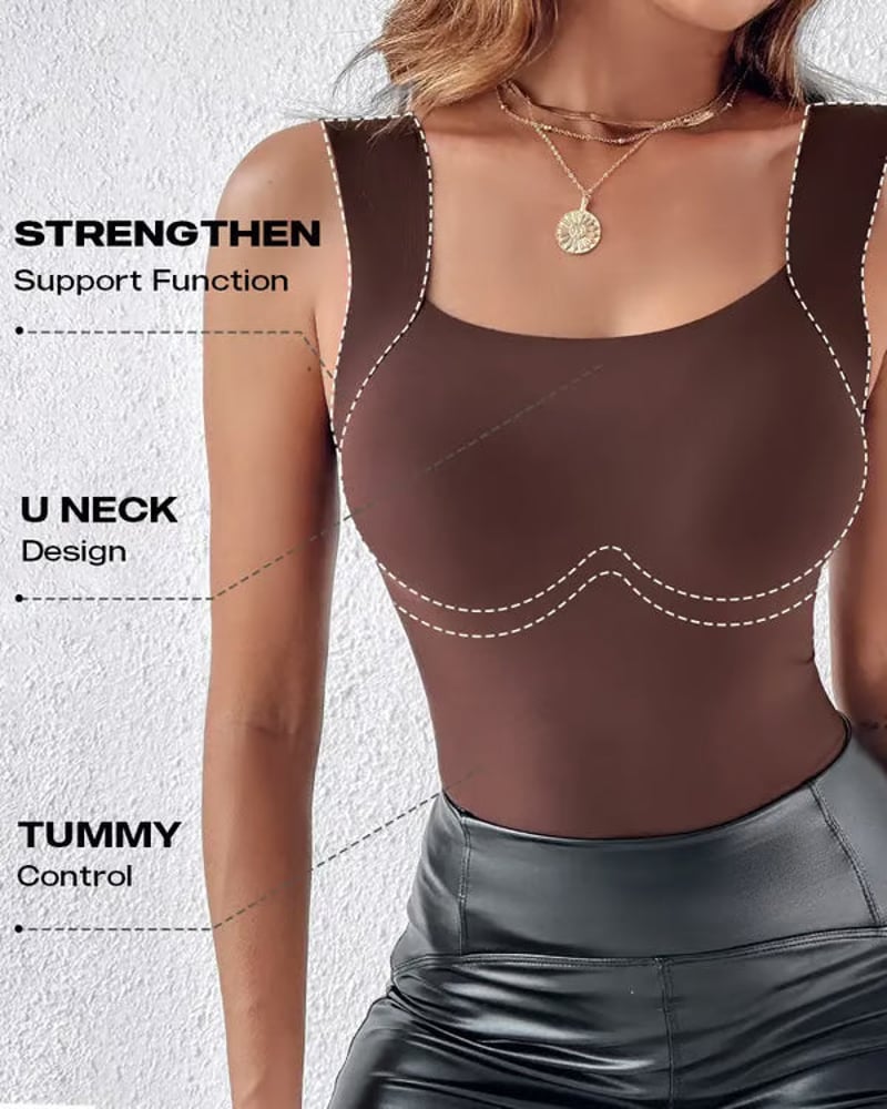 U Neck Shapewear Built-in Bra Tank