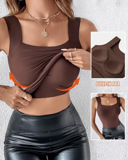U Neck Shapewear Built-in Bra Tank